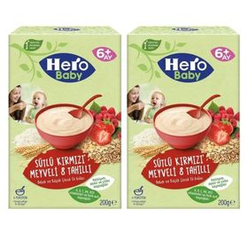 Hero Baby Sütlü Kırmızı Meyveli 8 Tahıllı 6+ Ay 200 gr 2'li Kaşık Maması