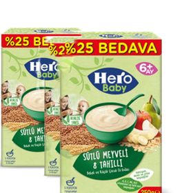 Hero Baby Sütlü Meyveli 8 Tahıllı 3x250 gr Kaşık Maması