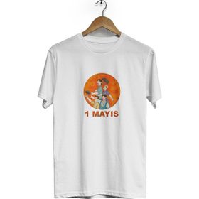 Hero Tasarım BLL1005 Beyaz 1 Mayıs Bisiklet Yaka Kısa Kollu Erkek T-shirt