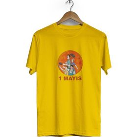 Hero Tasarım BLL1005 Sarı 1 Mayıs Bisiklet Yaka Kısa Kollu Erkek T-shirt