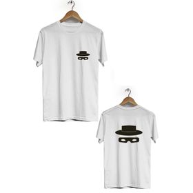 Hero Tasarım BLL1037 Beyaz Şapka Ön Arka Baskılı Bisiklet Yaka Kısa Kollu Erkek T-shirt