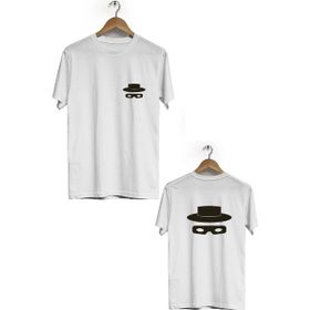 Hero Tasarım BLL1037 Beyaz Şapka Ön Arka Baskılı Bisiklet Yaka Kısa Kollu Erkek T-shirt