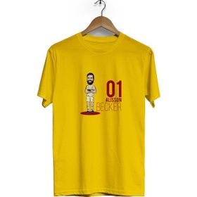 Hero Tasarım BLL1208 Alisson Becker Sarı Bisiklet Yaka Kısa Kollu Unisex T-shirt