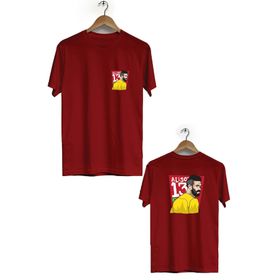 Hero Tasarım BLL1212 Alison Bordo Bisiklet Yaka Kısa Kollu Unisex T-shirt