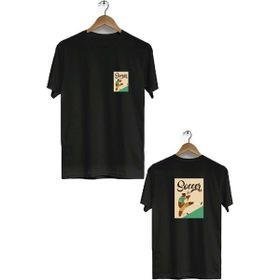 Hero Tasarım BLL1237 Siyah Soccer Ön Arka Baskılı Bisiklet Yaka Erkek T-shirt