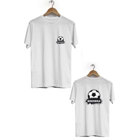 Hero Tasarım BLL1263 Beyaz Soccer Ön Arka Baskılı Bisiklet Yaka Erkek T-shirt