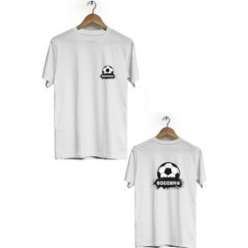 Hero Tasarım BLL1263 Beyaz Soccer Ön Arka Baskılı Bisiklet Yaka Erkek T-shirt