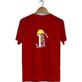 Hero Tasarım BLL1416 Bordo 1 Mayıs Bisiklet Yaka Kısa Kollu Erkek T-shirt
