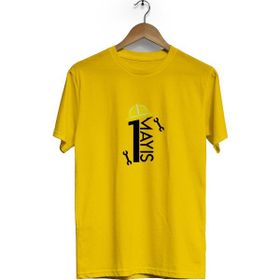 Hero Tasarım BLL1416 Sarı 1 Mayıs Bisiklet Yaka Kısa Kollu Erkek T-shirt