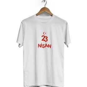 Hero Tasarım BLL1419 23 Nisan Bisiklet Yaka Kısa Kollu Beyaz T-shirt