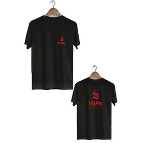 Hero Tasarım BLL1419 23 Nisan Ön Arka Baskılı Kapüşonlu Siyah Sweatshirt