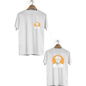 Hero Tasarım BLL1442 Beyaz Ön Arka Baskılı Erkek T-shirt