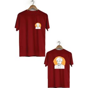 Hero Tasarım BLL1442 Bordo Ön Arka Baskılı Erkek T-shirt
