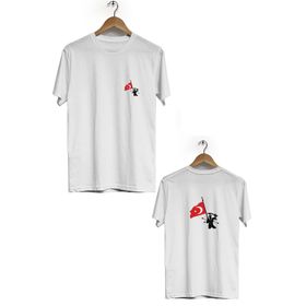 Hero Tasarım BLL1457 Beyaz Yeniçeri Ön Arka Baskılı Erkek T-shirt