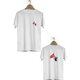 Hero Tasarım BLL1457 Beyaz Yeniçeri Ön Arka Baskılı Erkek T-shirt