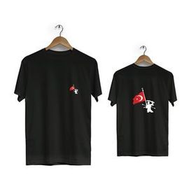 Hero Tasarım BLL1457 Siyah Yeniçeri Ön Arka Baskılı Erkek T-shirt