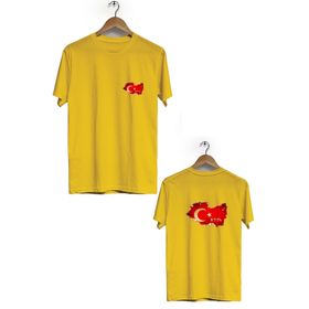 Hero Tasarım BLL1460 Sarı Türk Ön Arka Baskılı Erkek T-shirt