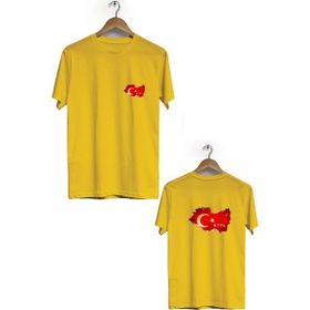 Hero Tasarım BLL1460 Sarı Türk Ön Arka Baskılı Erkek T-shirt