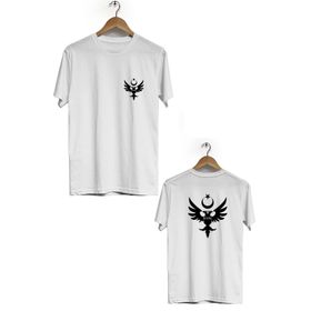 Hero Tasarım BLL1462 Beyaz Selçuklular Ön Arka Baskılı Erkek T-shirt