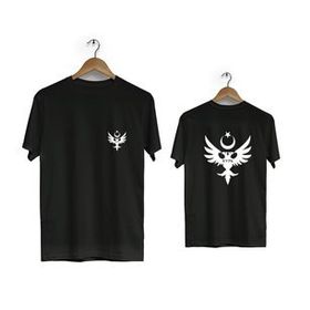 Hero Tasarım BLL1462 Siyah Selçuklular Ön Arka Baskılı Erkek T-shirt