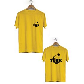Hero Tasarım BLL1475 Sarı Türk Ön Arka Baskılı Erkek T-shirt