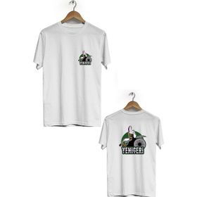 Hero Tasarım BLL1485 Beyaz Yeniçeri Ön Arka Baskılı Bisiklet Yaka Erkek T-shirt