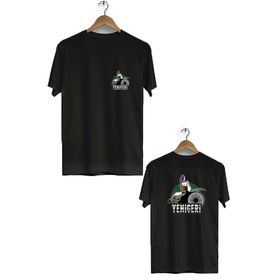 Hero Tasarım BLL1485 Siyah Yeniçeri Ön Arka Baskılı Bisiklet Yaka Erkek T-shirt