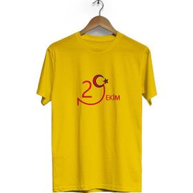 Hero Tasarım BLL1524 29 Ekim Bisiklet Yaka Kısa Kollu Sarı T-shirt