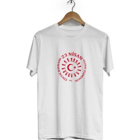 Hero Tasarım BLL1525 23 Nisan Bisiklet Yaka Kısa Kollu Beyaz T-shirt