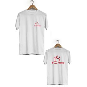 Hero Tasarım BLL1540 Beyaz 19 Mayıs Bisiklet Yaka Kısa Kollu Erkek T-shirt