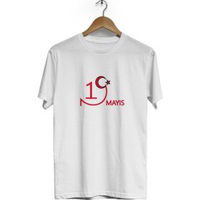 Hero Tasarım BLL1540 Beyaz 19 Mayıs Bisiklet Yaka Kısa Kollu Erkek T-shirt