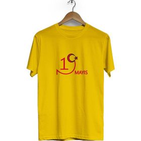 Hero Tasarım BLL1540 Sarı 19 Mayıs Bisiklet Yaka Kısa Kollu Erkek T-shirt