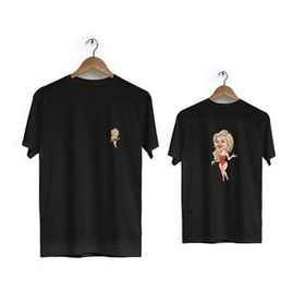 Hero Tasarım BLL1563 Siyah Shakira Ön Arka Baskılı Bisiklet Yaka Kısa Kollu Erkek T-shirt