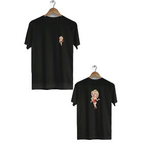Hero Tasarım BLL1563 Siyah Shakira Ön Arka Baskılı Bisiklet Yaka Kısa Kollu Erkek T-shirt