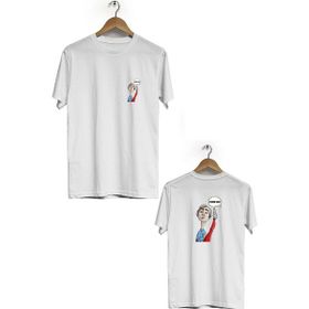 Hero Tasarım BLL159 Beyaz Şener Şen Ön Arka Baskılı Bisiklet Yaka Kısa Kollu Erkek T-shirt