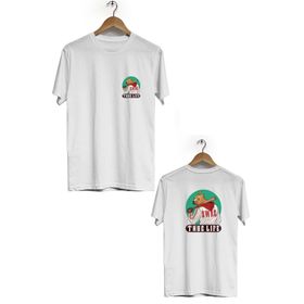 Hero Tasarım BLL1592 Beyaz Thug Life Ön Arka Baskılı Bisiklet Yaka Kısa Kollu Erkek T-shirt
