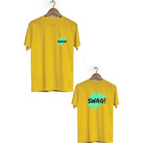 Hero Tasarım BLL1593 Sarı Swag Ön Arka Baskılı Bisiklet Yaka Kısa Kollu Erkek T-shirt