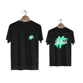 Hero Tasarım BLL1593 Siyah Swag Ön Arka Baskılı Bisiklet Yaka Kısa Kollu Erkek T-shirt