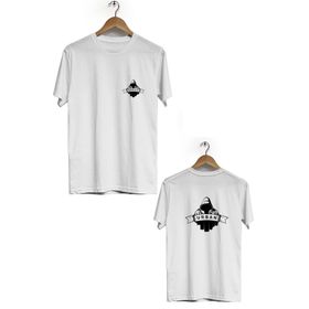 Hero Tasarım BLL1599 Beyaz Urban Ön Arka Baskılı Bisiklet Yaka Kısa Kollu Erkek T-shirt