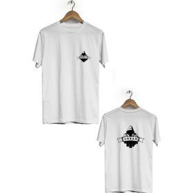 Hero Tasarım BLL1599 Beyaz Urban Ön Arka Baskılı Bisiklet Yaka Kısa Kollu Erkek T-shirt