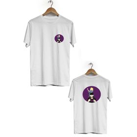 Hero Tasarım BLL1667 Beyaz Şehinşah Ön Arka Baskılı Bisiklet Yaka Kısa Kollu Erkek T-shirt
