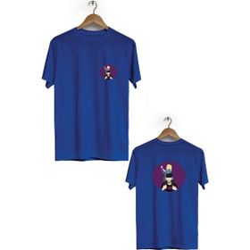 Hero Tasarım BLL1667 Lacivert Şehinşah Ön Arka Baskılı Bisiklet Yaka Kısa Kollu Erkek T-shirt