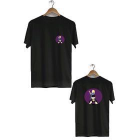 Hero Tasarım BLL1667 Siyah Şehinşah Ön Arka Baskılı Bisiklet Yaka Kısa Kollu Erkek T-shirt