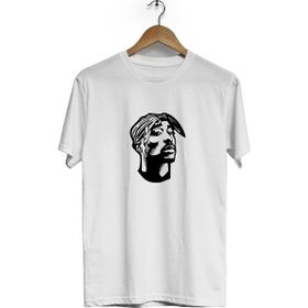 Hero Tasarım BLL1692 2Pac Bisiklet Yaka Kısa Kollu Beyaz T-shirt