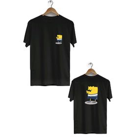 Hero Tasarım BLL1717 Siyah Sunger Bob Ön Arka Baskılı Erkek T-shirt