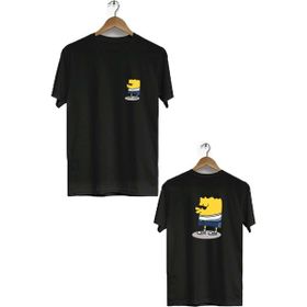 Hero Tasarım BLL1717 Siyah Sunger Bob Ön Arka Baskılı Erkek T-shirt