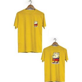 Hero Tasarım BLL1718 Sarı Sunger Bob Ön Arka Baskılı Erkek T-shirt
