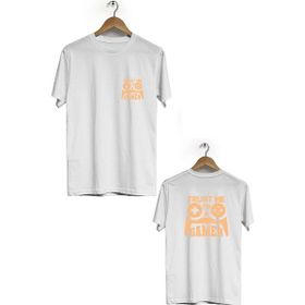 Hero Tasarım BLL1724 Beyaz Gamer Ön Arka Baskılı Bisiklet Yaka Kısa Kollu Erkek T-shirt