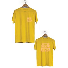 Hero Tasarım BLL1724 Sarı Gamer Ön Arka Baskılı Bisiklet Yaka Kısa Kollu Erkek T-shirt