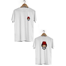 Hero Tasarım BLL1725 Beyaz Turkish Gamer Ön Arka Baskılı Erkek T-shirt